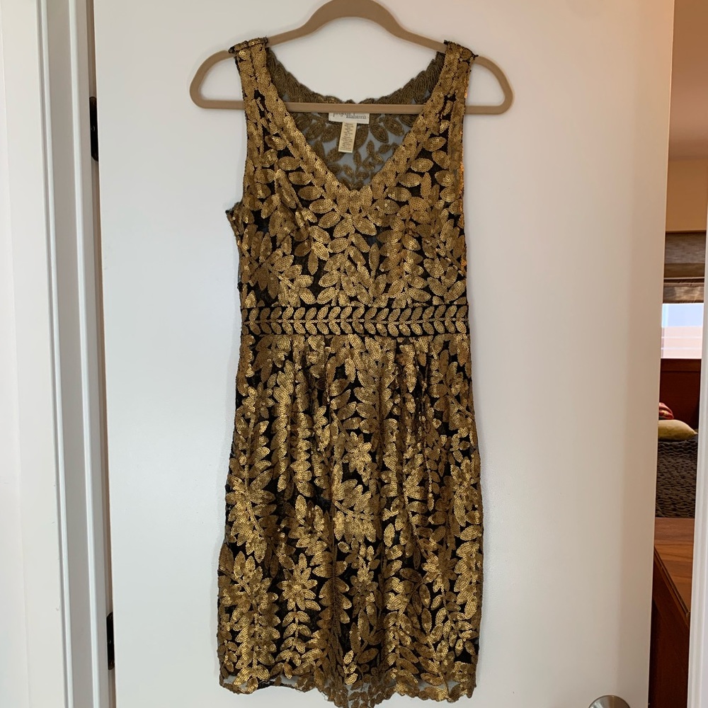 Gold sequined lace dress! Anthropologie, size 2
